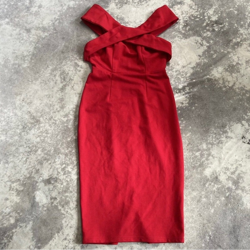Saints + Secrets Red Off The Shoulder Cocktail Evening Dress Women Size Medium